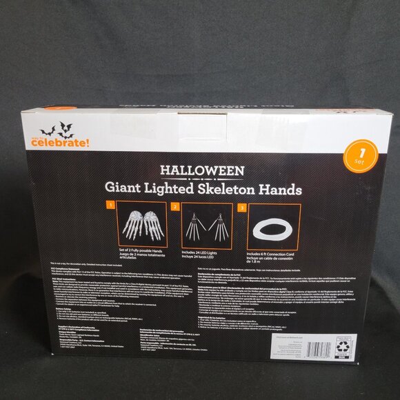 3ft Giant Lighted Skeleton Hands House Decor Halloween New In Box Posable Timer - Picture 5 of 6